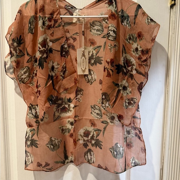 MIA JOY Floral Sheer Kids Duster - Peach and Floral Toddler Size - Picture 1 of 6